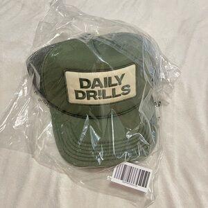 Daily Drills Olive Green Trucker Cap with Cream Patch
